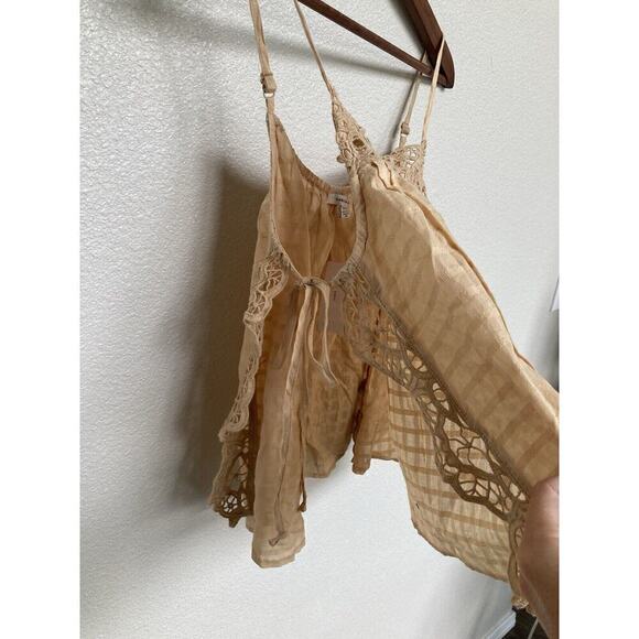 NWT American Eagle neutral blowy side tie top crochet lace boho small festival - Picture 4 of 8